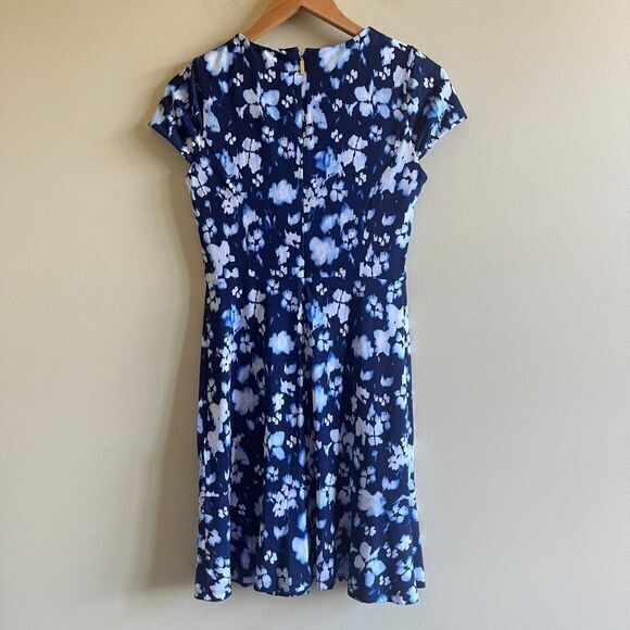 NEW Michael Michael Kors Ikat Poppy Flounce Navy Dress Short Sleeve Womens Sz S - Picture 9 of 10